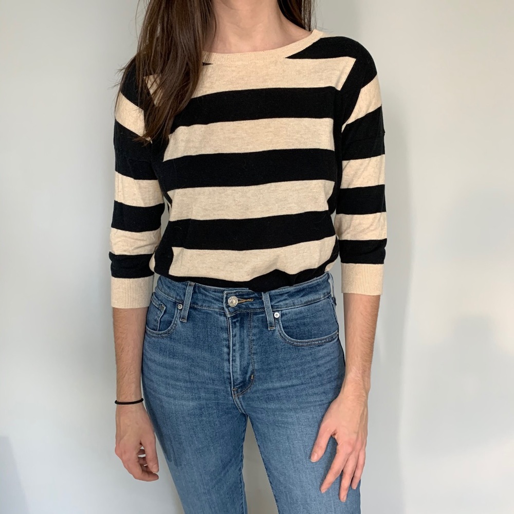 100% Cotton Stripe Crewneck Sweater